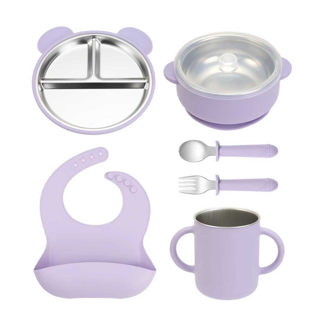 Kit Alimentação BLW – Prato Urso Inox + Bowl + Copo