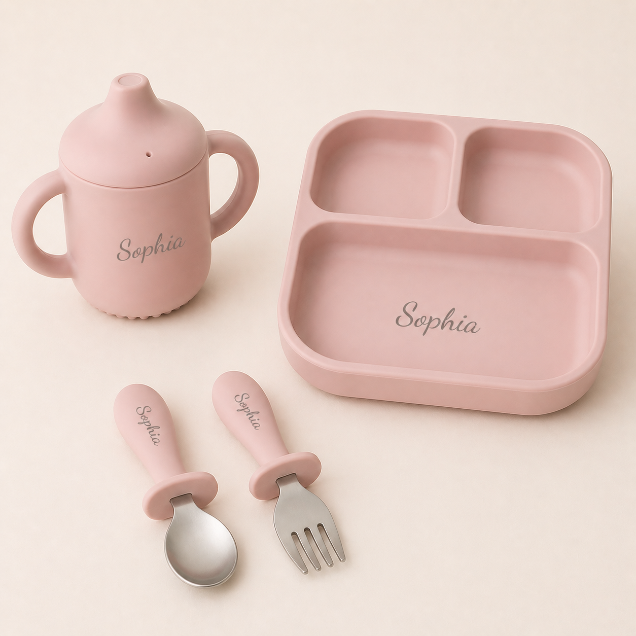 Kit Essencial Personalizado com Nome Aço Inox + Silicone