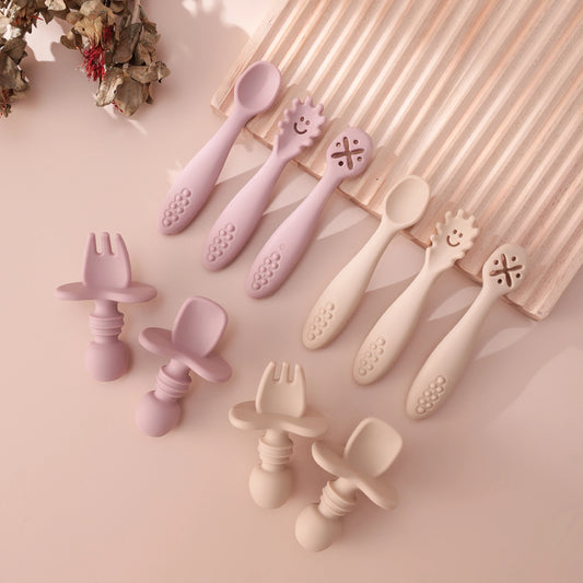 Kit Sensorial de Talheres Personalizados – 5 Peças em Silicone