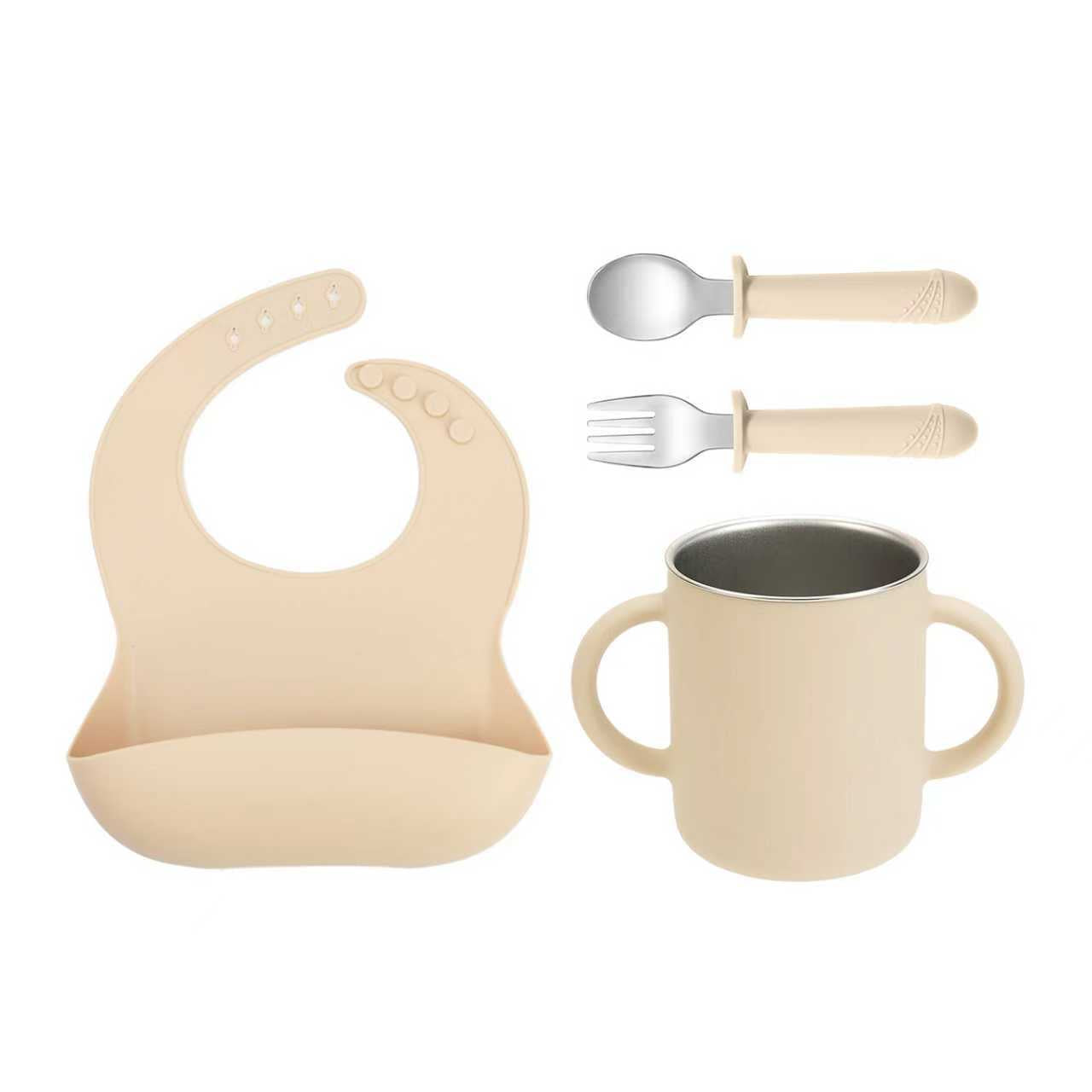 Kit Alimentação Start – Copinho Inox + Babador + Talheres