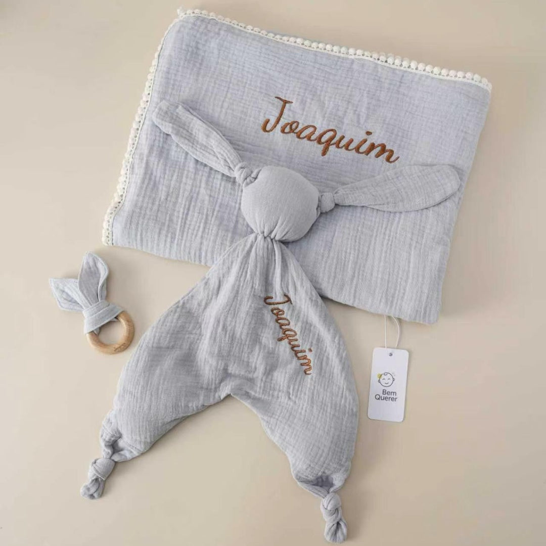Kit Soninho Personalizado com Manta, Naninha e Mordedor