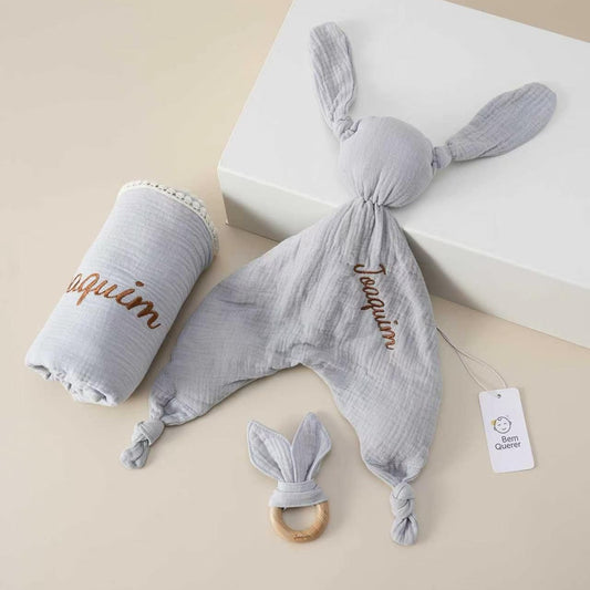 Kit Soninho Personalizado com Manta, Naninha e Mordedor