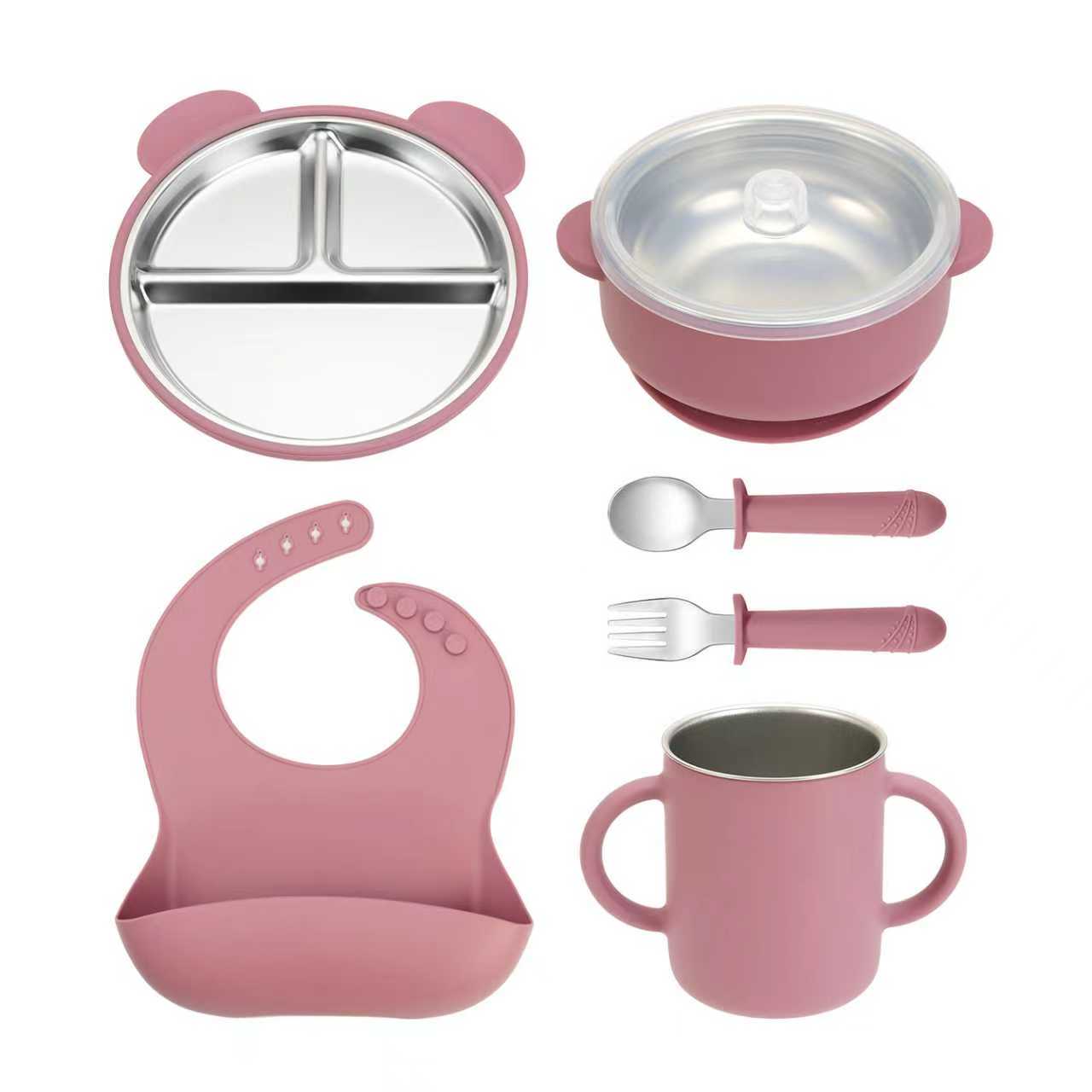 Kit Alimentação BLW – Prato Urso Inox + Bowl + Copo