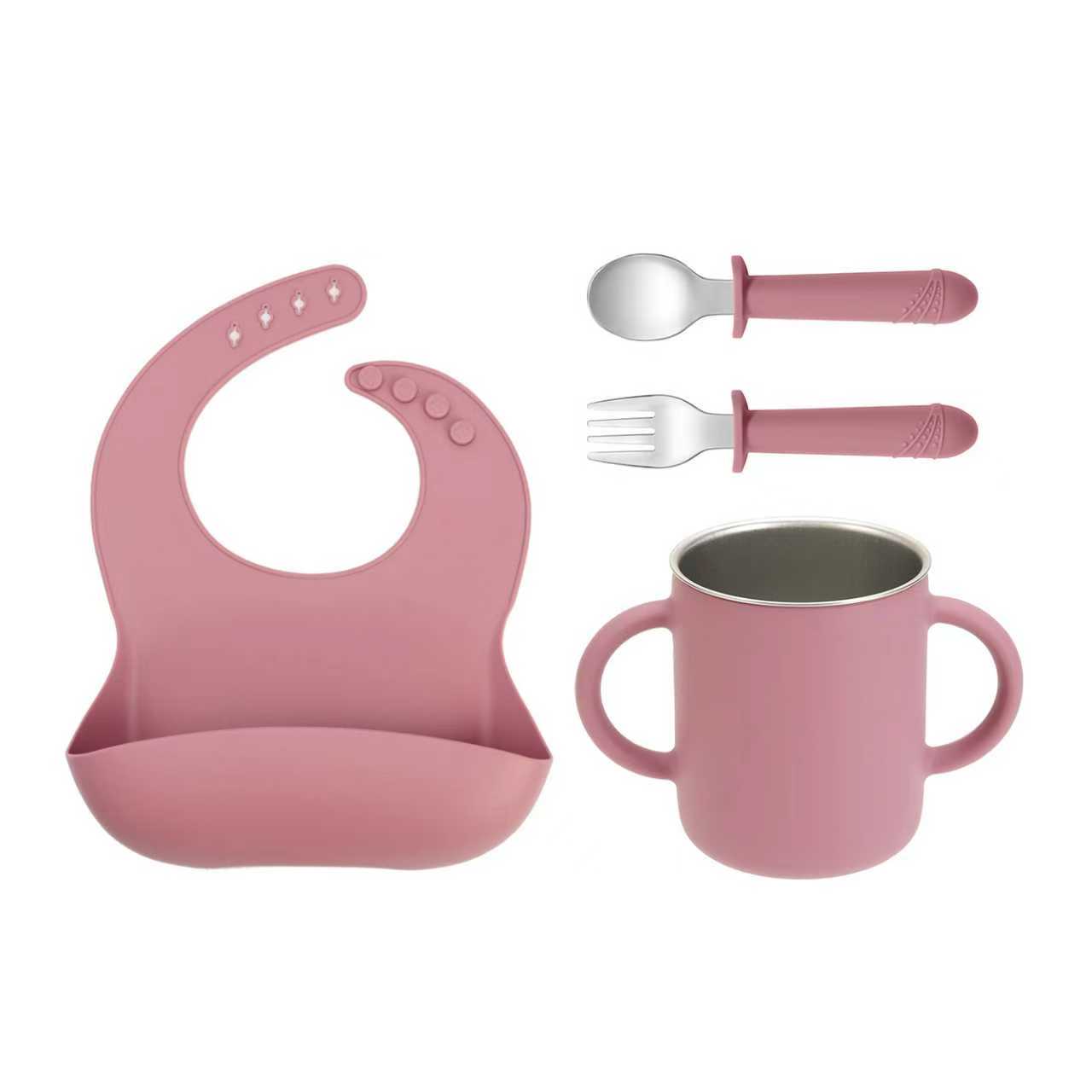 Kit Alimentação Start – Copinho Inox + Babador + Talheres