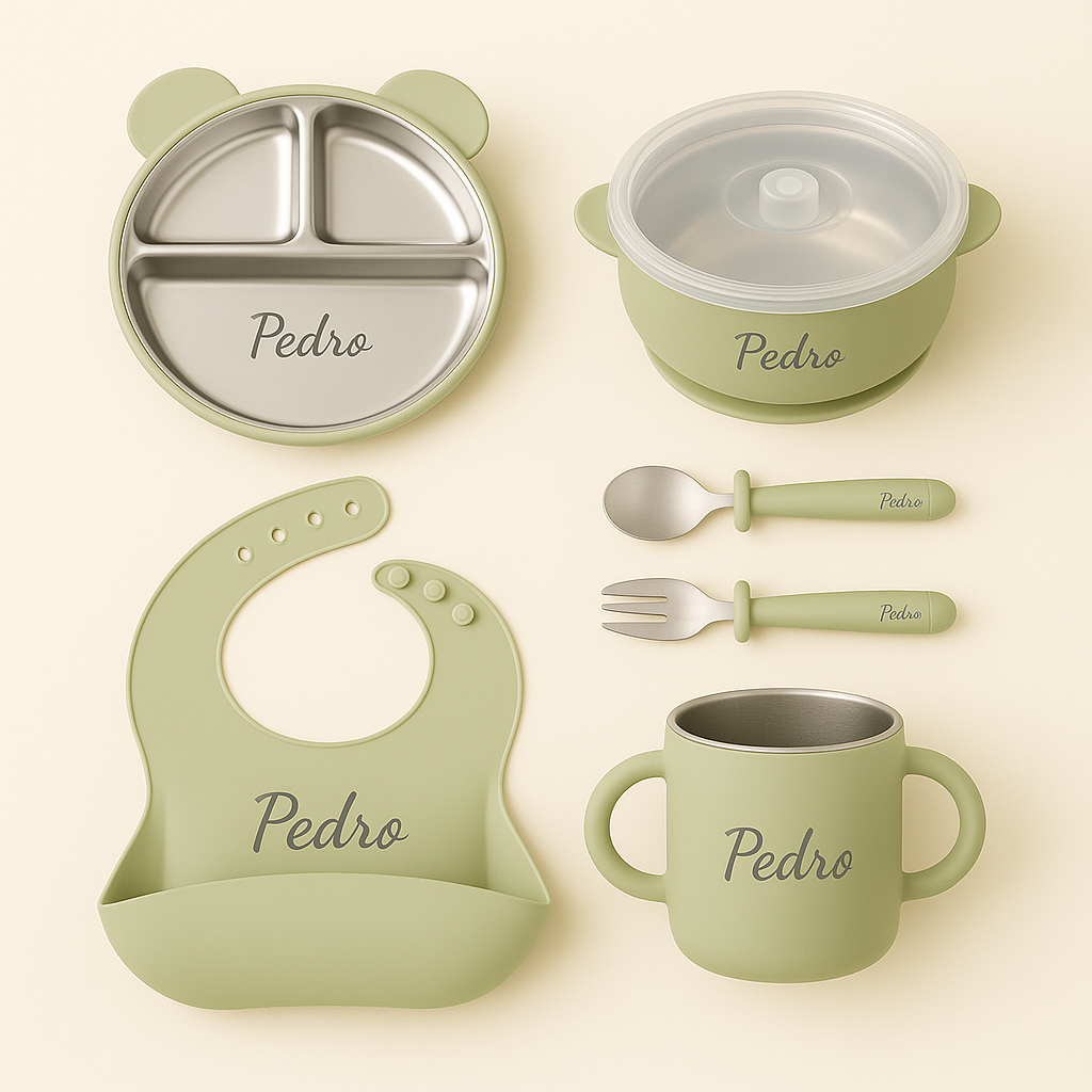 Kit Alimentação BLW – Prato Urso Inox + Bowl + Copo