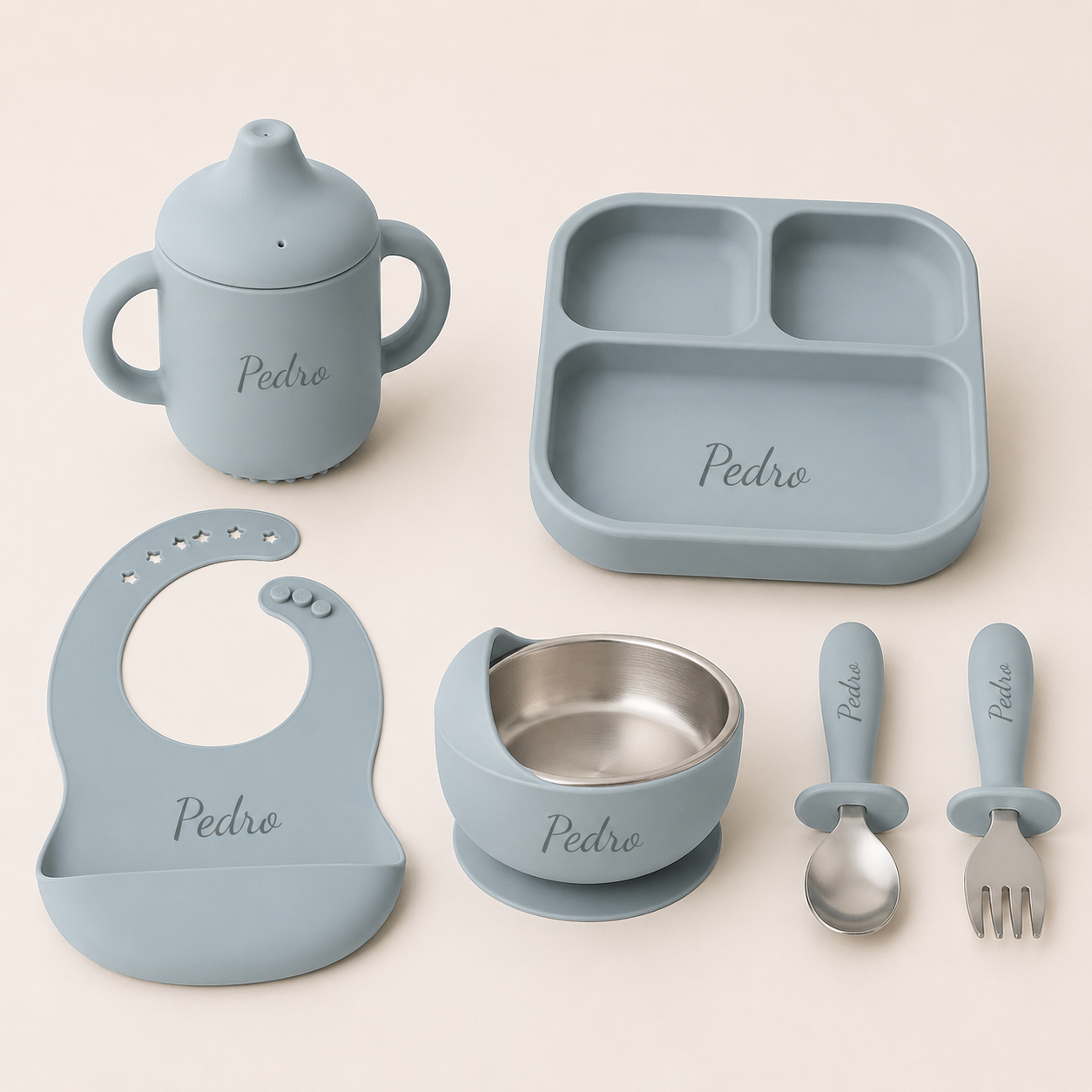 Kit Essencial Personalizado com Nome Aço Inox + Silicone
