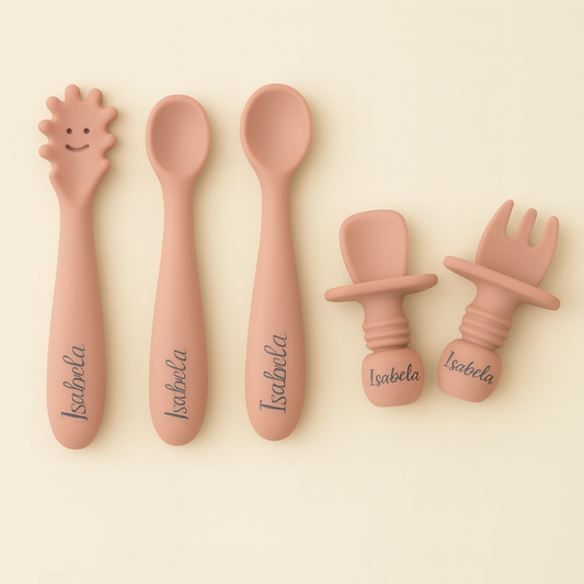 Kit Sensorial de Talheres Personalizados – 5 Peças em Silicone