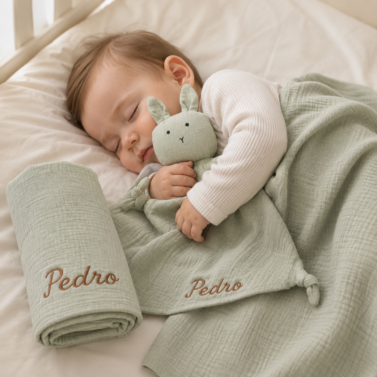 Kit Aconchego Personalizado com Nome — Naninha + Manta Bordada