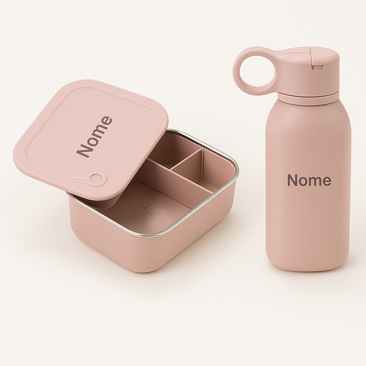 Kit Lancheira Personalizada – Bento Box Inox + Garrafinha