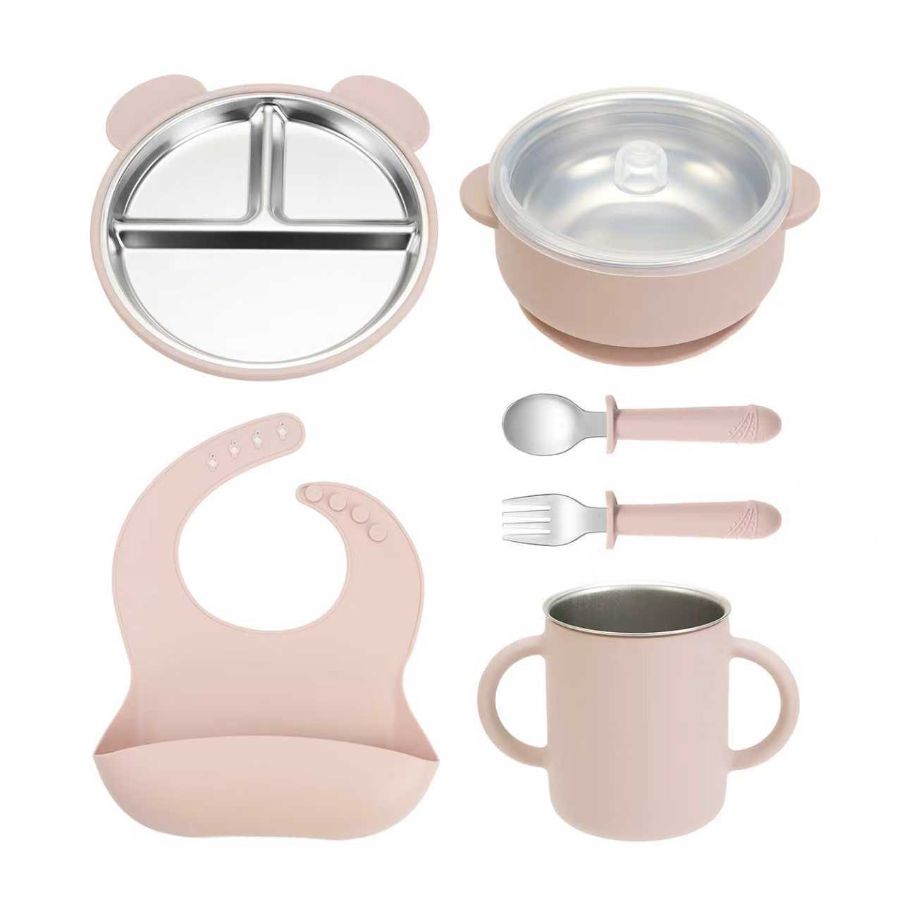 Kit Alimentação BLW – Prato Urso Inox + Bowl + Copo