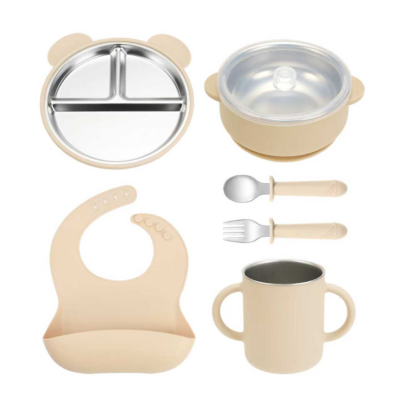 Kit Alimentação BLW – Prato Urso Inox + Bowl + Copo